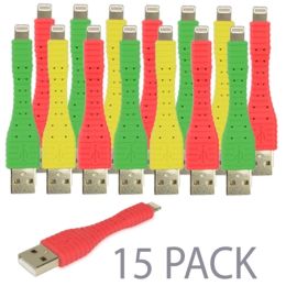 (15-Pack) 3 MFI Lightning to USB Charge/Sync Cable - For Apple Devices with Lightning Connector (Assorted Colors)