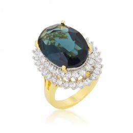 Two-tone Double Halo Cocktail Ring (size: 06) R08383T-C30-06