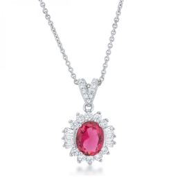 Chrisalee 3.2ct Ruby Cz Rhodium Classic Drop Necklace P50179R-C17