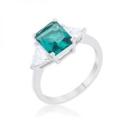Classic Aqua Rhodium Engagement Ring (size: 05) R08451R-C32-05