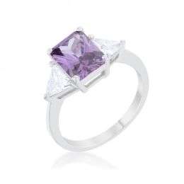 Classic Amethyst Rhodium Engagement Ring (size: 09) R08451R-C20-09