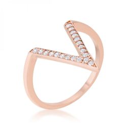 Michelle 0.2ct Cz Rose Gold Delicate V-shape Ring (size: 10) R08464A-C01-10