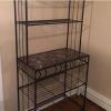 Kitchen Bakers Rack with Metal and Glass Shelves in Black