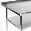 Stainless Steel 72 x 24 inch NSF Certified Kitchen Prep Work Table with Backsplash