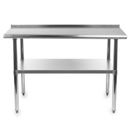Heavy Duty 48 x 24 inch Stainless Steel Kitchen Restaurant Prep Work Table with Backsplash
