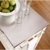 Stainless Steel Top Kitchen Cart Island in White on Casters